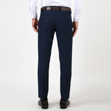Flat front Solid slim fit trousers Royal Blue