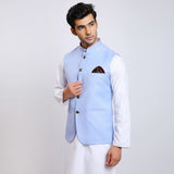 Awadhshree solid nehru jacket Blue