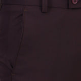 Flat front Solid slim fit trousers Wine